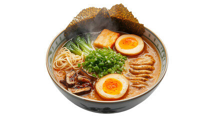 Classic ramen noodle soup with chashu pork, png, isolated on transparent background, perfect for food marketing and advertising