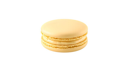 Yellow macaron with lemon or vanilla flavor, png, isolated on transparent background, perfect for food marketing and advertising