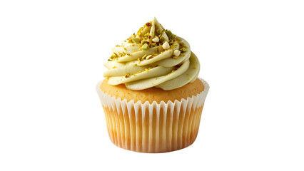 Pistachio flavored cupcake with sprinkles, png, isolated on transparent background, perfect for food marketing and advertising