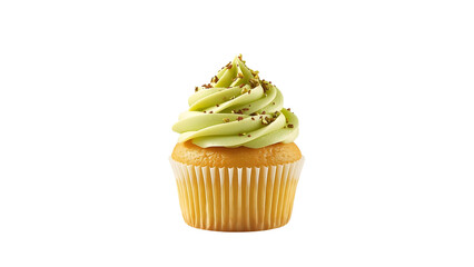 Pistachio flavored cupcake with sprinkles, png, isolated on transparent background, perfect for food marketing and advertising