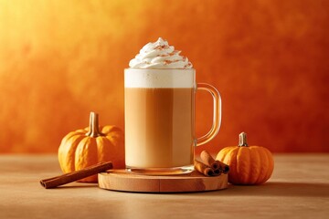 Glass mug pumpkin spice latte wooden coaster is Seasonal