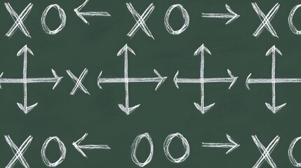 Strategic Tic Tac Toe Chalkboard Design Illustrates Planning Tactics Education Concept
