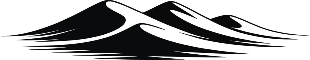 Black silhouette of desert sand dunes under a clear sky © Sohan