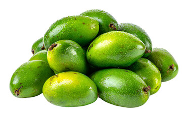 Obraz premium A pile of ripe green avocados against a dark black background