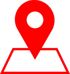 位置情報や目的地をわかりやすく示す、地図とポインターの赤いベクターイラスト｜ナビゲーションや観光案内、プレゼン資料に使えるシンプルデザイン