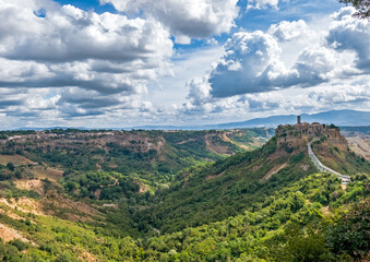 Civita di Bagnoregio Landscape with Dramatic Cloudscape, Lazio, Italy