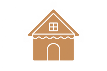 Gingerbread house cookie design for holiday baking and christmas celebration, transparent background