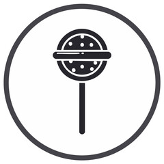 Lollipop silhouette in a circle on a white background, vector illustration