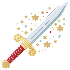Illustration of a decorative fantasy sword with stars