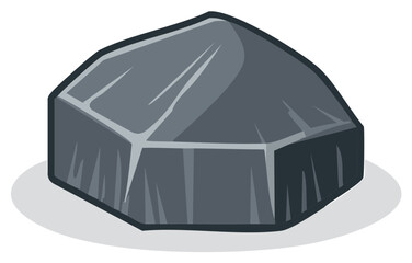 Stylized illustration of a geometric rock with a shadow