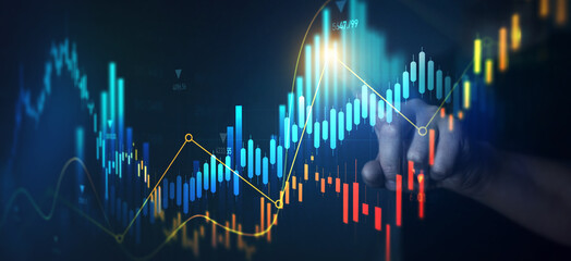 Business strategy development and growing growth plan.	
Financial management strategy for business growth.Graph and chart. Investment of growth on currency rate.