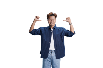 Confidence in Simplicity: A person stands with their hands framing their own chest, radiating self-assurance and poise. A modern embodiment of self-esteem and body positive