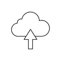 Cloud upload outline illustration on transparent background