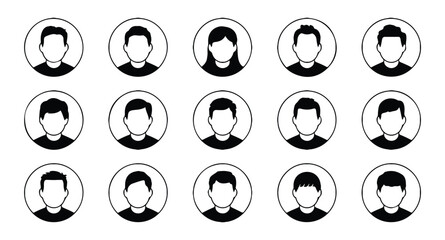 Silhouette icons of two men and two women isolated on transparent background