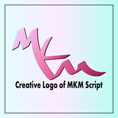 Dynamic MKM Script Logo Design in Pink Gradient for Modern Branding