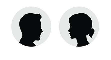 Silhouette icons of two men and two women isolated on transparent background