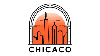 Chicago Cityscape: An eye-catching graphic illustration captures the iconic skyline of Chicago, a visual celebration of its urban architecture and modern marvels.