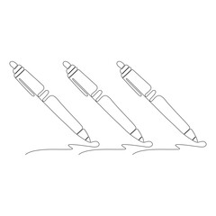 Continuous single one line art of ball pen in abstract minimal style isolated outline illustration.