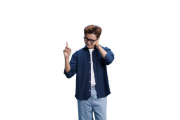 Innovative Insight: A smartly dressed individual, engrossed in a moment of contemplation, gestures towards an innovative idea. Capturing a spark of inspiration and intelligence.