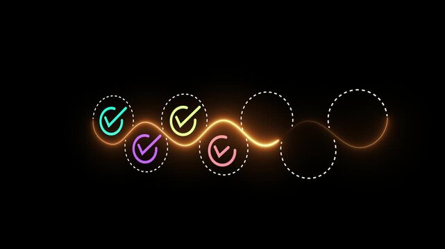 Regulation and good governance for transparent, accountable, and sustainable business operations idea on the black background. Motion graphics of check mark concept. 4k video animation. 