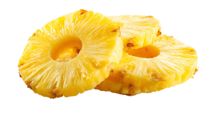 Freshly cut pineapple rings isolated on a black background