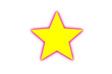 Yellow glowing five-pointed star with pink neon shadow