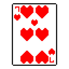 Seven of Hearts Card Minimalist Red Pixel Art Illustration