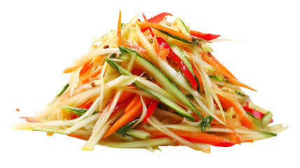 Freshly prepared colorful vegetable salad with shredded carrots and cucumber