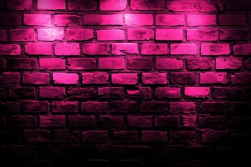 Close-up brick wall bricks are arranged grid-like pattern Neon pink