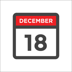 December 18 calendar icon - day of month