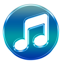 Blue Music Note Icon. Audio Player Button Design.