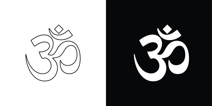 Om Symbol Vector Design, Black and White Spiritual Icon for Meditation, Yoga, and Hindu Art Concepts