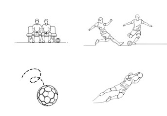 Fototapeta premium Soccer Referee Showing Yellow Card Player Continuous Line Drawing Penalty Concept