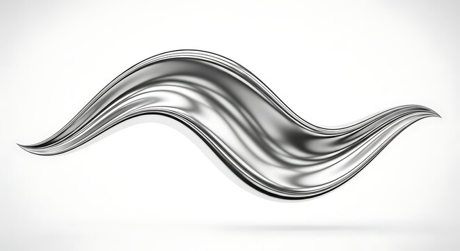 Abstract Fluid Chrome Metallic Wave Isolated 3D Render