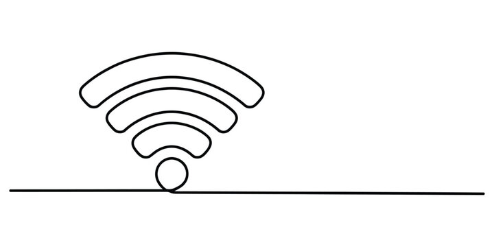 Minimalist continuous line drawing of a wi-fi signal symbol vector