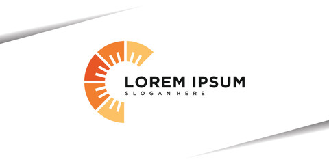 Sun logo design with geometric shapes