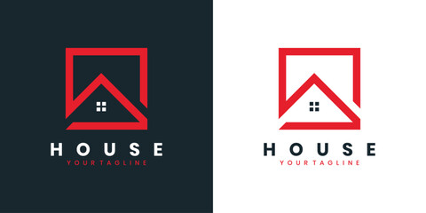 Realty home logo design with line