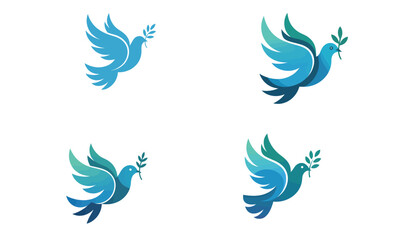 Fototapeta premium Blue dove with olive branch symbolizing peace and hope vector illustration 