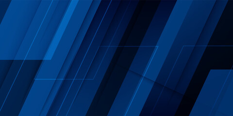 Obraz premium Abstract futuristic dark blue background. Overlap triangle shapes pattern design