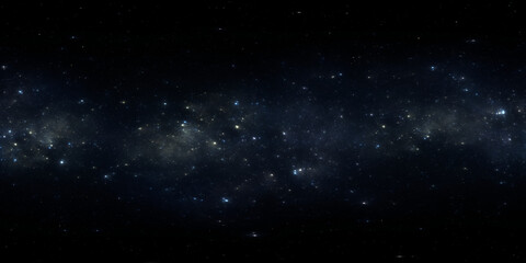 360 degree space nebula. Giant interstellar cloud with stars, equirectangular projection, environment map. Spherical panorama. 3D rendering, Fractal image