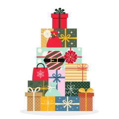 Christmas Tree Made of Gift Boxes-Christmas Wrapping and Gift Bags