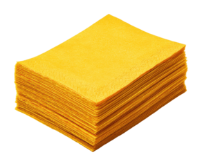 Colorful yellow napkins stacked event setup food presentation isolated on transparent background