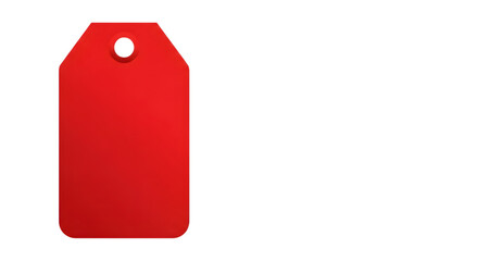 A blank red tag isolated on transparent background, perfect for price tags, labels, or promotional use