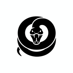 Coiled snake vector icon with open mouth tattoo style