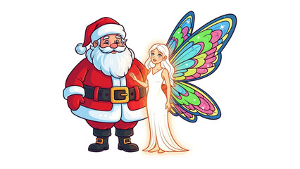 Santa and Fairy Embrace: Santa Claus and a graceful fairy share a moment, their embrace radiating warmth and the magical spirit of celebration. Capture the enchantment of the season.