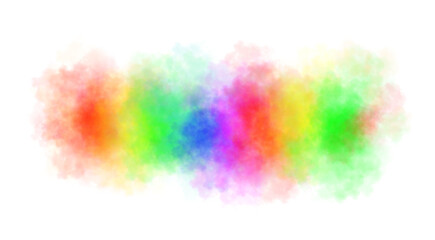 Fototapeta premium Vibrant colorful smoke cloud blending rainbow hues on transparent background realistic abstract vapor texture