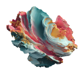 Colorful abstract sculpture display gallery digital unique isolated on transparent background