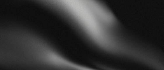 Black and white gradient liquid flow abstract background with grainy noise texture, wide website header banner backdrop and poster cover design