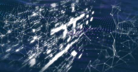 Displaying network visualization floating in virtual environment, with glowing nodes and thin lines