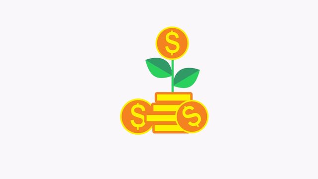 Money tree growing from a stack of coins suitable for finance concepts, investments, abundance, growth, and prosperity designs. Wealth illustration.